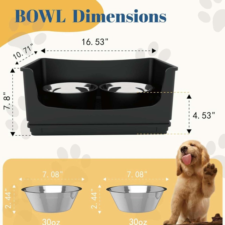 cat food HIKINGO | Hikingo Dog Bowls Mess Proof Pet Feeder, Dog Food And Water Bowl Set With 2 Stainless Steel Bowls, No Spill Dog Bowl For Dogs Cats And Other Pets