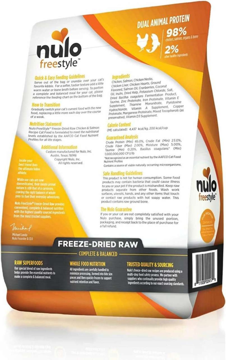 cat food dry Nulo | Nulo Freestyle Freeze-Dried Raw, Ultra-Rich Grain-Free Dry Cat Food For All Breeds And Life Stages With Bc30 Probiotic For Digestive And Immune Health 8 Ounce (Pack Of 1)