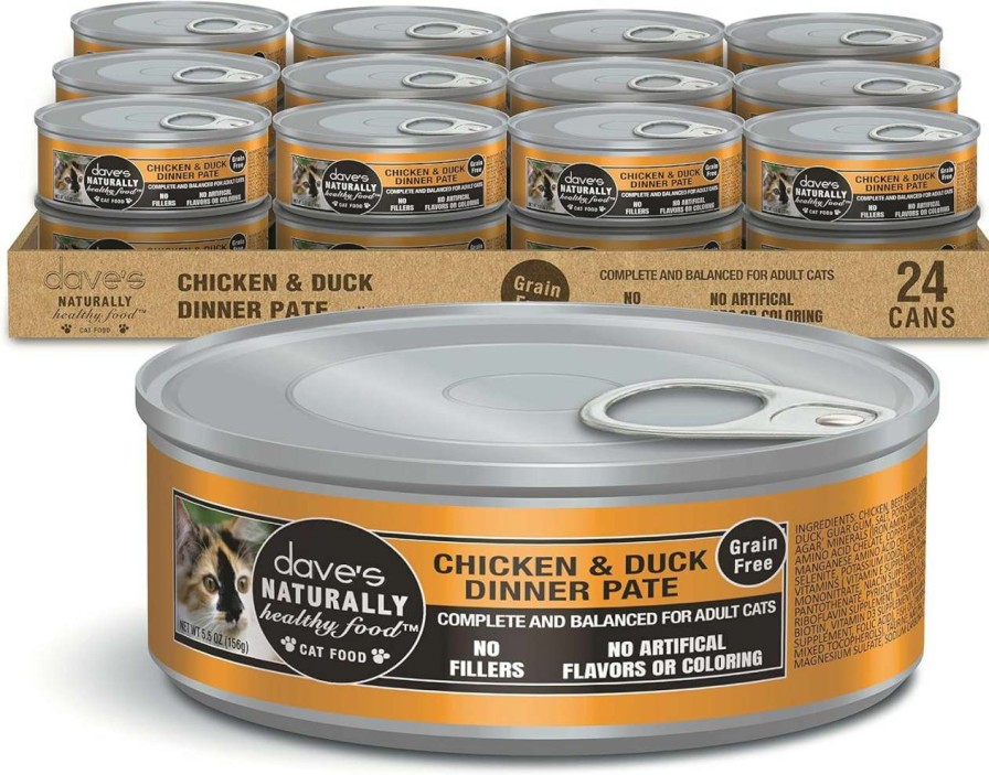 cat food wet Dave's Pet Food | Dave'S Pet Food Grain Free Wet Cat Food (Farmyard Fowl, Chicken & Duck), Made In Usa Naturally Healthy Canned Cat Food, Added Vitamins & Minerals, Wheat & Gluten-Free, 5.5 Oz Cans (Case Of 24)