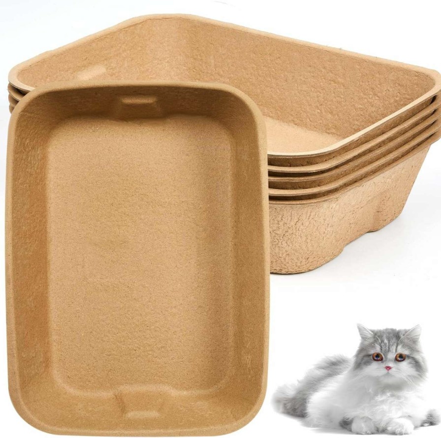 cat litter Tessco | 5 Pack Small Disposable Litter Kitten Box Disposable Cat Litter Tray Paper Cat Litter Box For Indoor Outdoor Small Animals Cat, Hamster, Guinea Pig, Mice, Bunny And More, 16.1 X 11.2 X 3.7 Inches