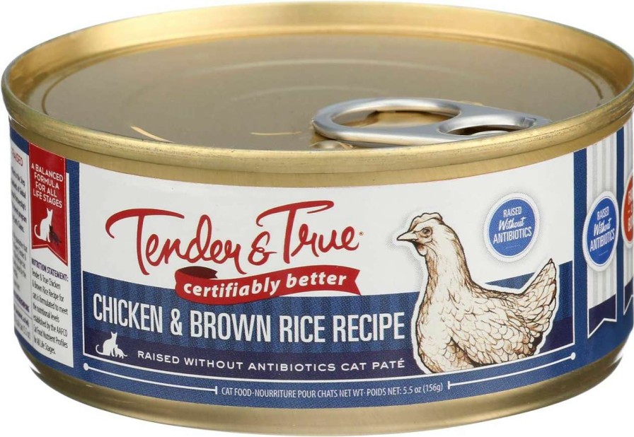 cat food Tender and True Pet Food | Tender And True Pet Food, Cat Food Can Antibiotic Free Wet Chicken Brown Rice, 5.5 Ounce