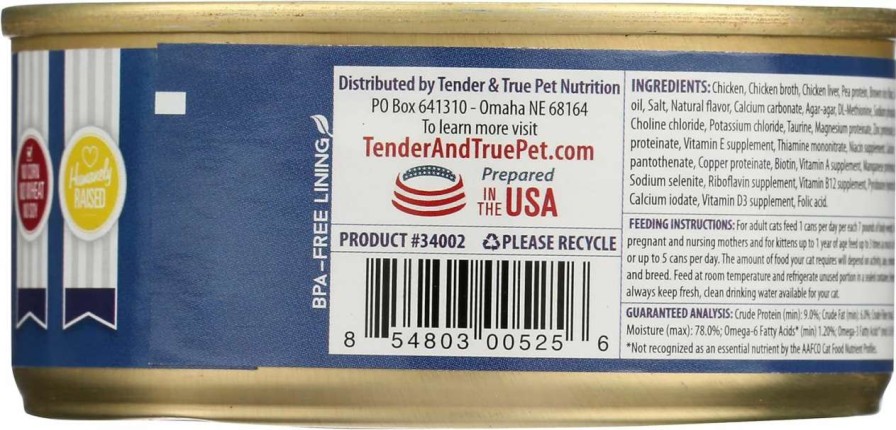 cat food Tender and True Pet Food | Tender And True Pet Food, Cat Food Can Antibiotic Free Wet Chicken Brown Rice, 5.5 Ounce