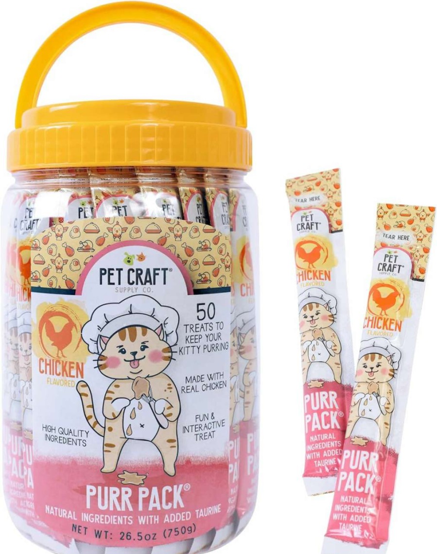 cat food wet Pet Craft Supply | Pet Craft Supply Lickable Cat Treats Tuna 50Ct Tub, Squeezable Tubes High Protein Cat Puree Wet Food Or Food Topper