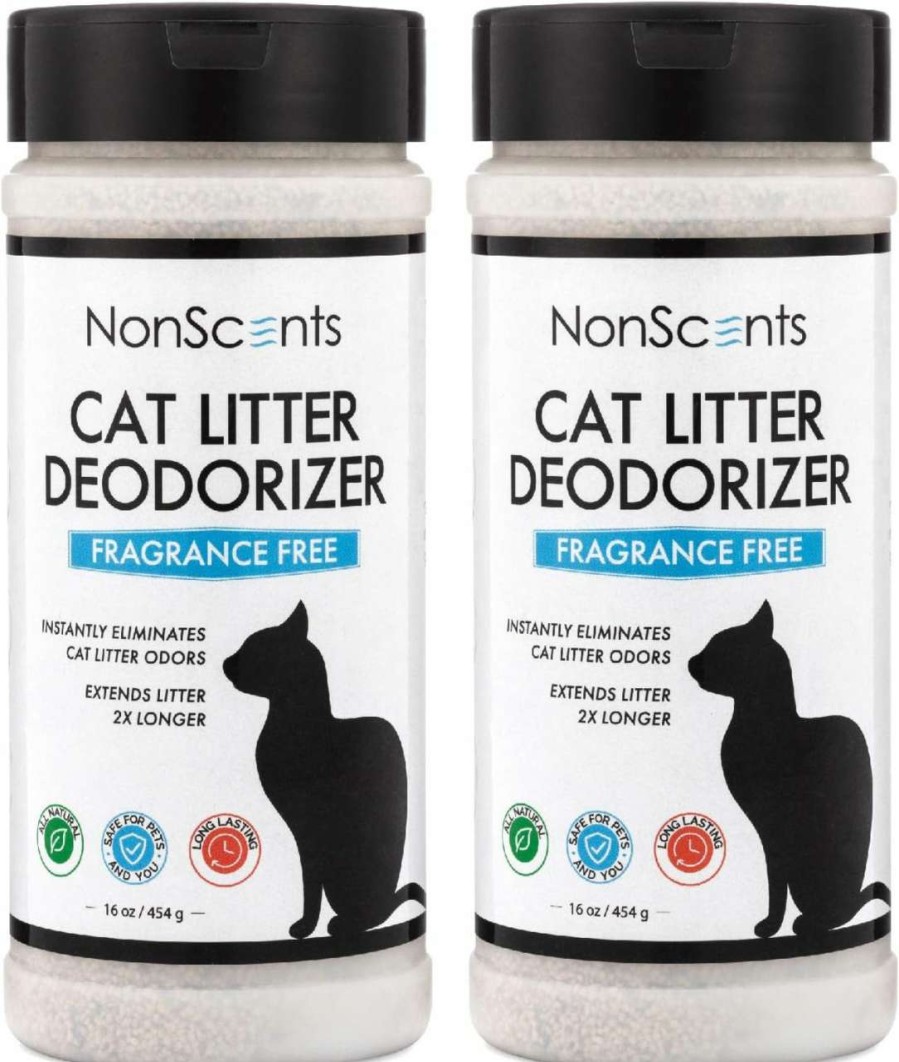 cat litter NonScents | Nonscents Cat Litter Deodorizer - Litter Box Odor Eliminator - Less Scooping Extends Kitty Litter Lifespan - Fragrance-Free Formula Eliminates Unpleasant Cat Odors - Fresh Scent Litter Pans