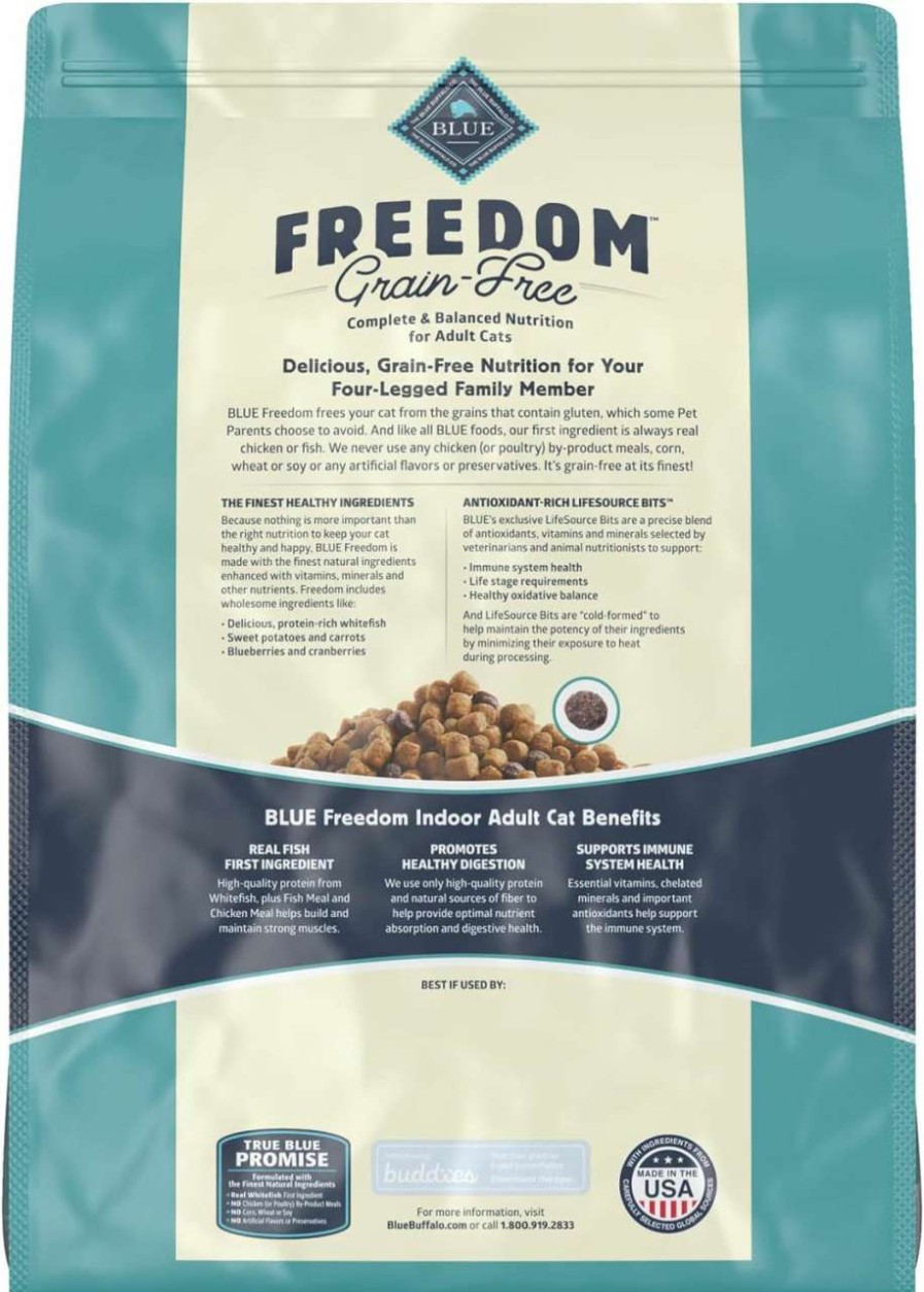 cat food Blue Buffalo | Blue Buffalo Freedom Grain Free Natural Indoor Adult Dry Cat Food, Chicken 11-Lb