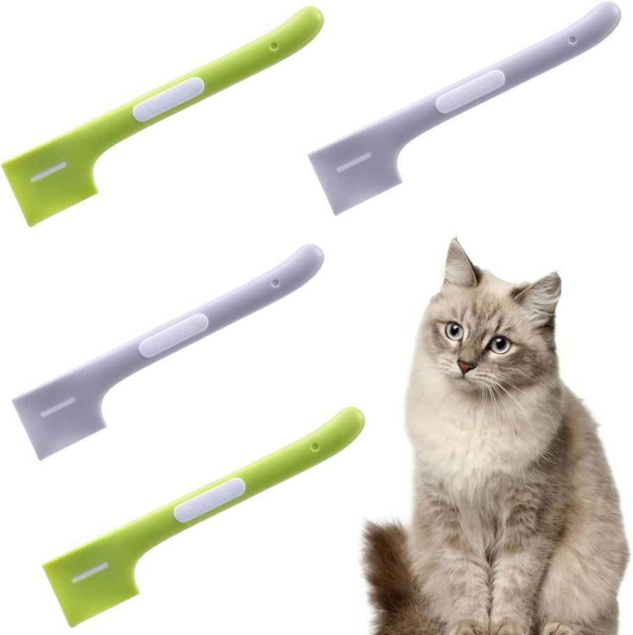 cat food DFsucces | Dfsucces 4 Pcs Pet Food Can Spoon Pet Food Mixing Spoons Food Canned Scoop,For Pet Cat Dog Feeding Can (2Gray+2Green)