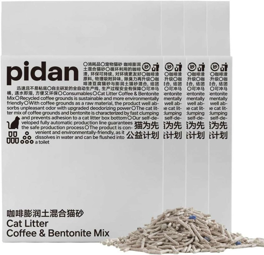 cat litter pidan | Pidan Tofu Cat Litter With Recycled Coffee Grounds,Clumping,Flushable,Ultra Absorbent And Fast Drying, 100% Natural Ingredients Litter,Really Dust-Free,Less Scattering (5.3Lb 1Bag)