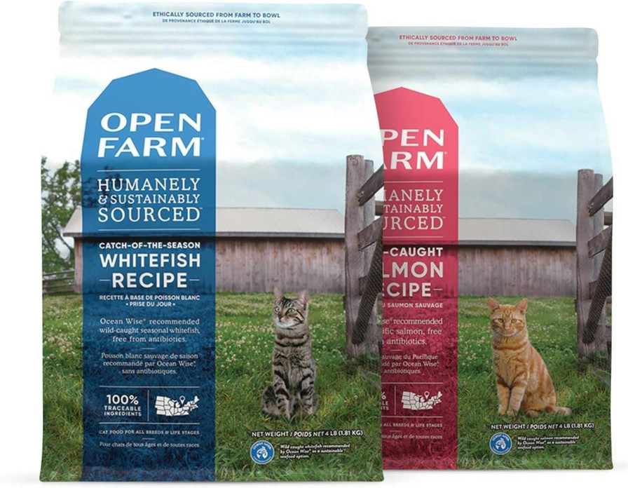 cat food Open Farm | Open Farm Grain-Free Wild-Caught Salmon & Catch-Of-The-Season Whitefish Dry Cat Food Bundle, 4 Lbs