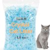 cat litter Sukh | Sukh 2.8 Lbs Crystal Cat Litter - Cat Litter Crystals Blue White Clear Dust-Free Low Tracking Odor Control Litter Crystals Silica Gel Color Particles Water Absorption Pet Supplies Cats Litter