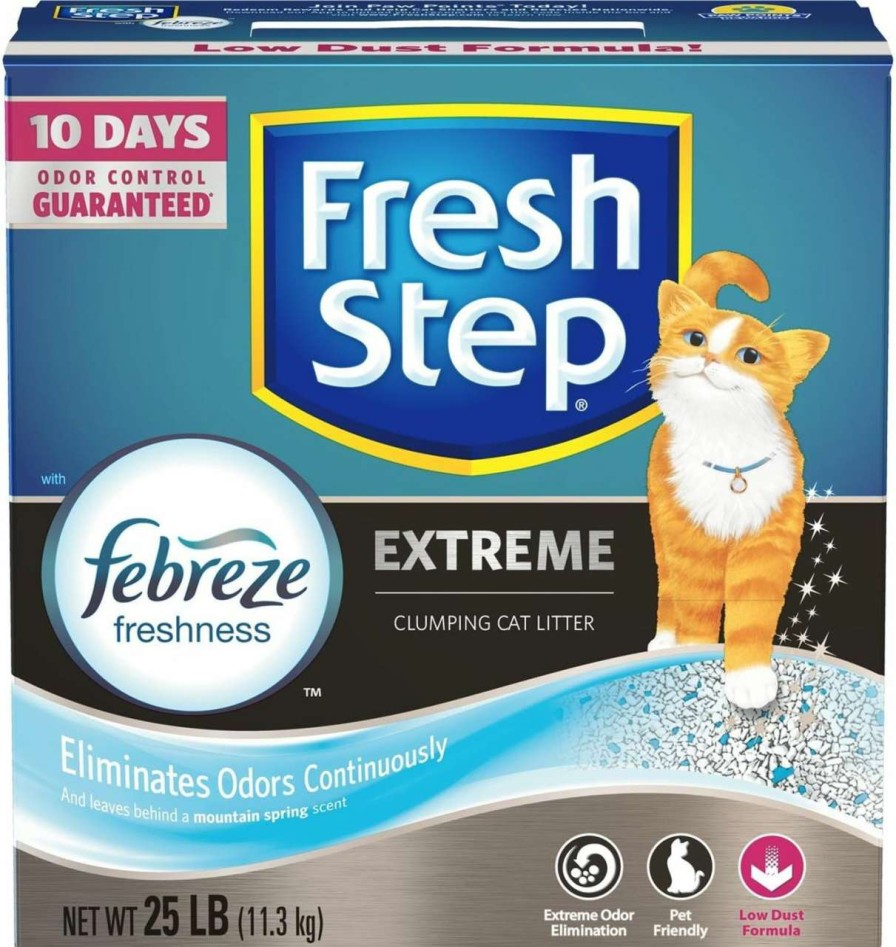 cat litter Fresh Step | Fresh Step Extreme Scented Litter With The Power Of Febreze, Clumping Cat Litter, 25 Lb