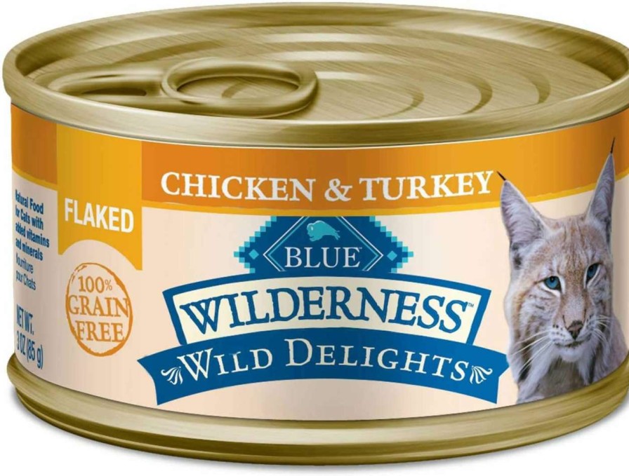 cat food wet Blue Buffalo | Blue Buffalo Wilderness Wild Delights High Protein Grain Free, Natural Adult Flaked Wet Cat Food, Chicken & Trout 5.5 Oz Cans (Pack Of 24)