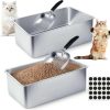 cat litter Tessco | 2 Set Stainless Steel Litter Box For Cat With 2 Pcs Cat Litter Scoops 15 Pcs Non Slip Rubber Feet Non Stick Smooth Bunny Litter Box High Sided Litter Box Litter Scooper With Holder (24 X 16 X 8 In)