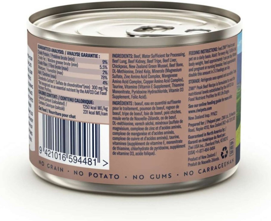 cat food ZIWI | Ziwi Peak Canned Wet Cat Food All Natural, High Protein, Grain Free, Limited Ingredient, With Superfoods (Venison, Case Of 12, 6.5Oz Cans)