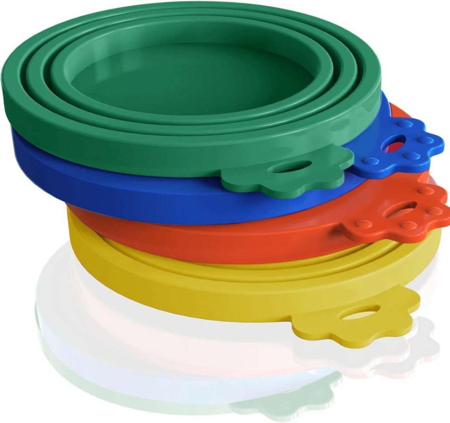 cat food WANBAO | Wanbao 4 Pack Silicone Pet Food Can Lids For 3 Standard Size Food Cans For Pet Food Cans Or Canned Goods, Multicolor