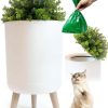 cat litter Earth & Mango | Earth & Mango Cat Litter Trash Can - Cat Poop Trash Can - With Plant Styled Lid - 1.8 Gallon - White - Throw Away Your Cat Litter Discreetly