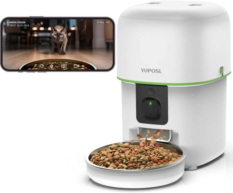 cat food Yuposl | Yuposl Automatic Cat Feeders With Camera - 5G Wifi App Control 1080 Hd Video With Night Vision, 2-Way Audio 8Cup/68Oz Cat Food Dispenser Easy To Use And Clean, Timed Pet Feeder Also For Dogs