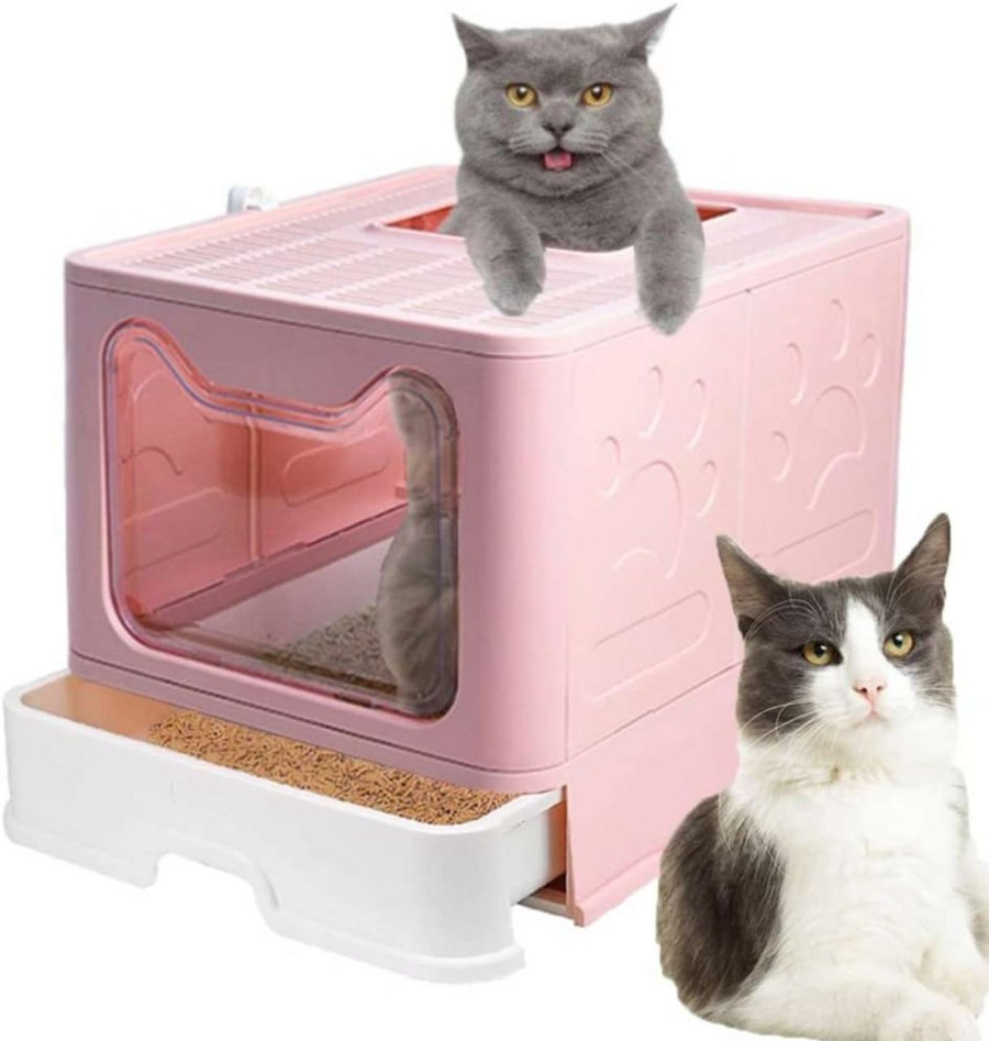 cat litter Meikuler | Meikuler Cat Litter Box Large Litter Pan For Cats Foldable Litter Boxes Comes With Cat Litter Scoop (Upg-Green)