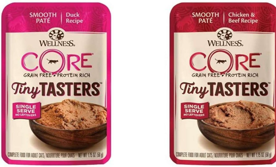 cat food Wellness | Wellness Core Tiny Tasters Wet Cat Food Variety Bundle: 12 Pack (Adult Cat, Chicken & Turkey Pate) + 12 Pack (Adult Cat, Chicken & Beef)