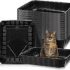 cat litter Zubebe | Zubebe 50 Pack Disposable Cat Litter Box For Cats, Large Disposable Kitty Litter Tray Box 19.69 X 15.75 X 3.94 Inches Plastic Litter Box Pan For Large Indoor Cat Home Travel Portable (Black)