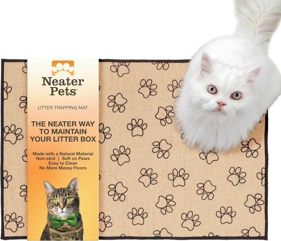 cat litter Neater Pet Brands | Neater Pets Jute Litter Trapping Mat, Eco-Friendly Plant-Based Material Catches Mess From Kitty Litter Box To Protect Floors, Soft On Cats Paws, Anti-Skid Backing, Easy To Clean, Checkered, 24\" X 36\"