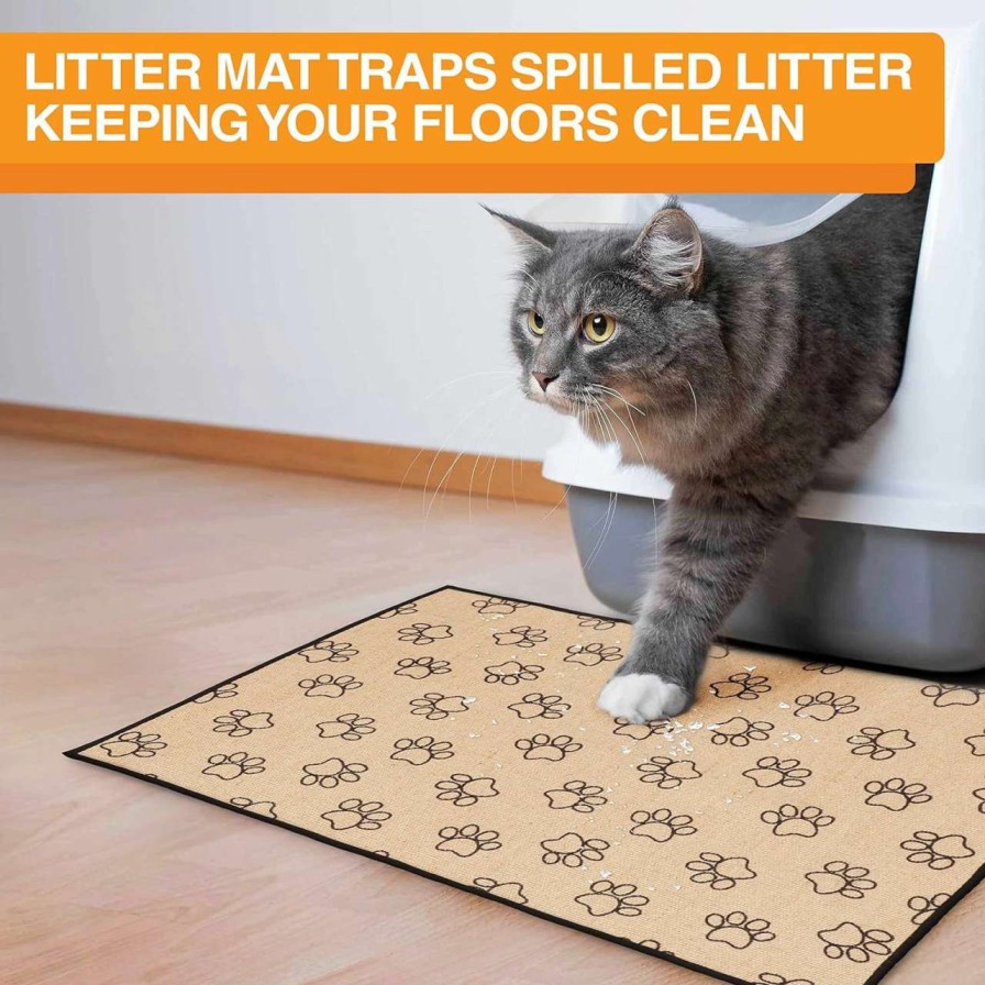 cat litter Neater Pet Brands | Neater Pets Jute Litter Trapping Mat, Eco-Friendly Plant-Based Material Catches Mess From Kitty Litter Box To Protect Floors, Soft On Cats Paws, Anti-Skid Backing, Easy To Clean, Checkered, 24\" X 36\"