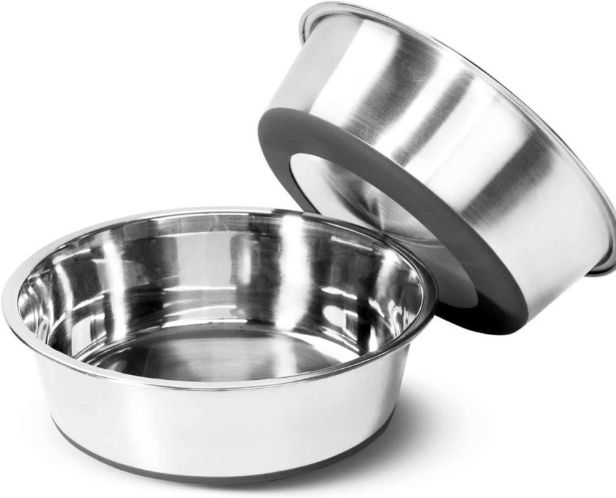 cat food Xpetkit | Xpetkit Non-Slip Stainless Steel Dog Bowl, Silicone Suction Cup Bowl, Food And Water Bowl Set For Dogs And Cats No Spilling, Outdoor Indoor Dog Bowl, Easy To Clean (New Grey)