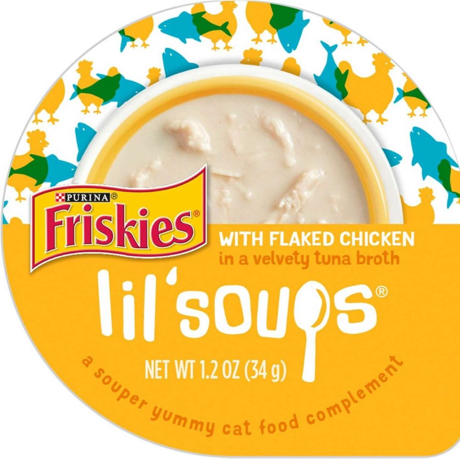 cat food wet Friskies | Purina Friskies Natural, Grain Free Wet Cat Food Complement, Lil' Soups - (8) 1.2 Oz. Cups