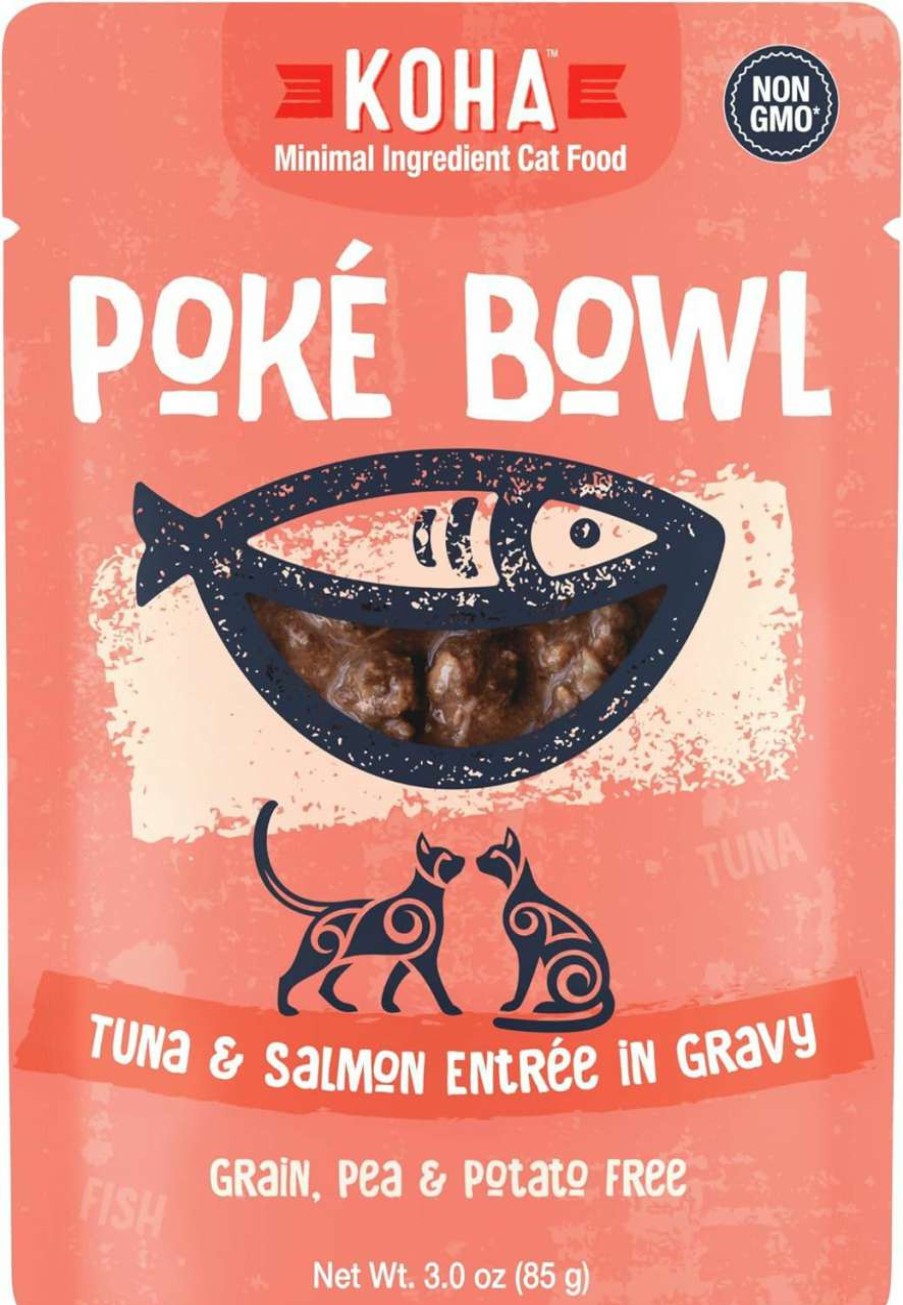 cat food wet KOHA | Koha Poke Bowl Tuna & Shrimp Entree In Gravy For Cats, 12-Pack Of 3Oz Pouches