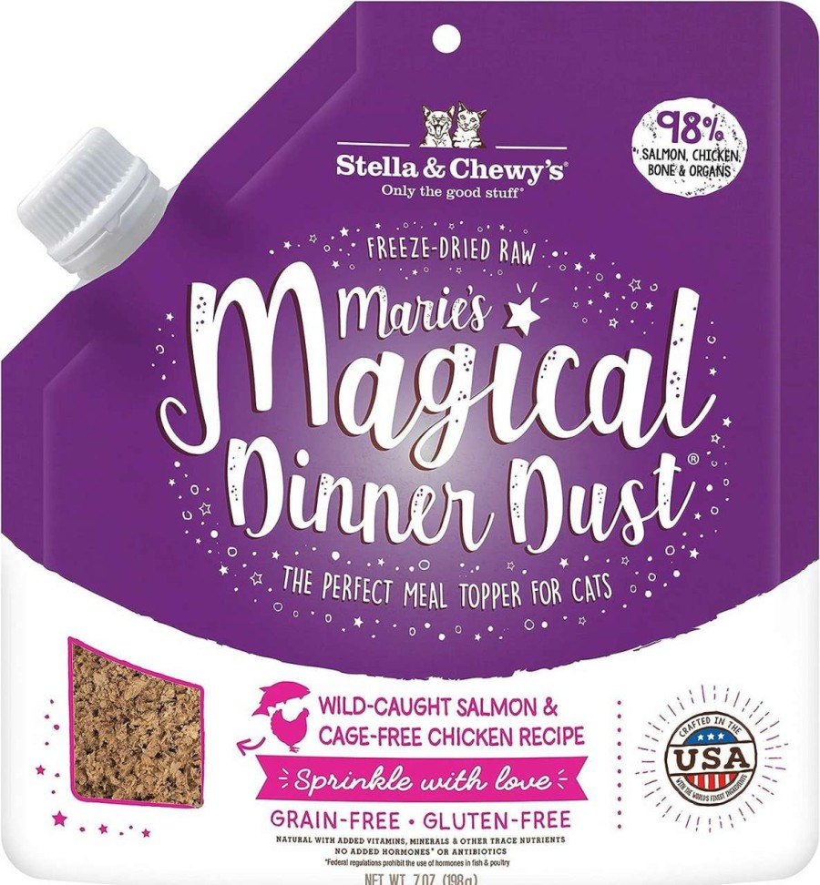 cat food wet Stella & Chewy's | Stella & Chewy'S Freeze-Dried Raw Marie'S Magical Dinner Dust Grain Free, Protein Rich Cat & Kitten Food Topper Cage-Free Chicken Recipe 7 Oz Bag