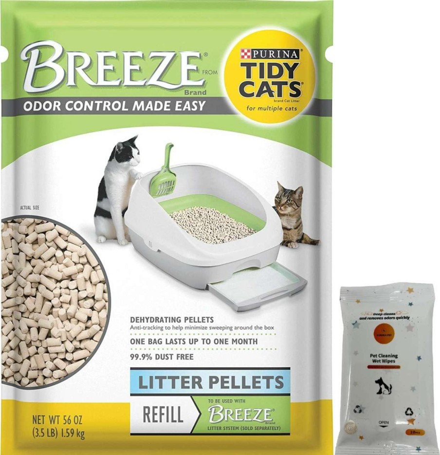 cat litter Aurora Pet | Tidy Cats Breeze Cat Litter Pellets, Refill 3.5 Pounds With Aurora Pet Wet Wipes