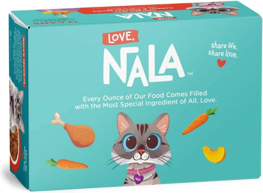 cat food wet LOVE, NALA | Love, Nala - Natural Adult Cat Wet Food - Pate Tuna, Carrot, & Salmon Recipe - Grain Free, Non-Gmo, Digestive Fiber Blend, Minerals, Vitamins - 12 Pack 2.4 Lbs.