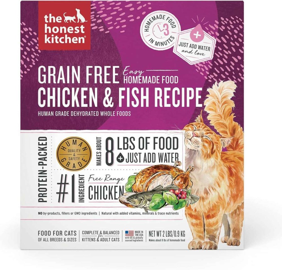 cat food dry The Honest Kitchen | The Honest Kitchen Dehydrated Grain Free Chicken & Fish Cat Food, 2 Lb Box