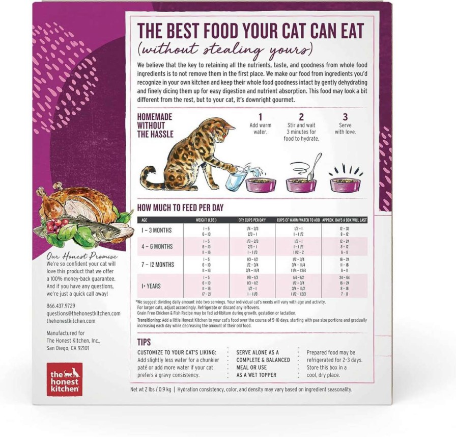 cat food dry The Honest Kitchen | The Honest Kitchen Dehydrated Grain Free Chicken & Fish Cat Food, 2 Lb Box