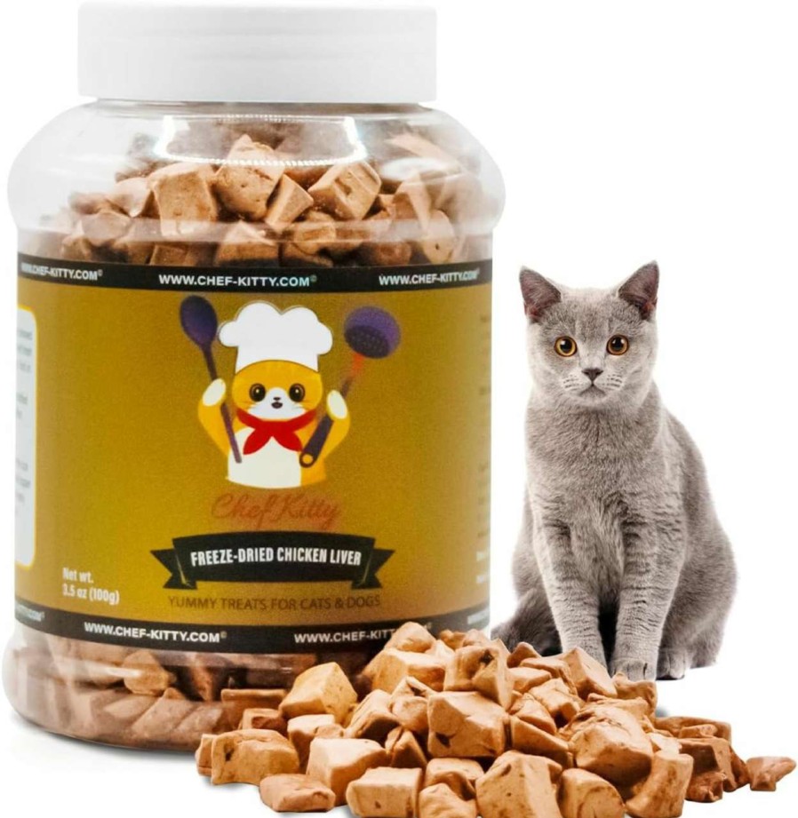 cat food dry Chef Kitty | Chef Kitty Freeze Dried Chicken Liver Treats Or Toppers - Made From 100% Chicken Our Freeze Dried Cat Treats Use Only 1 Ingredient - We Make Our Freeze Dried Treats In The Usa - Chicken Liver 1.75Oz