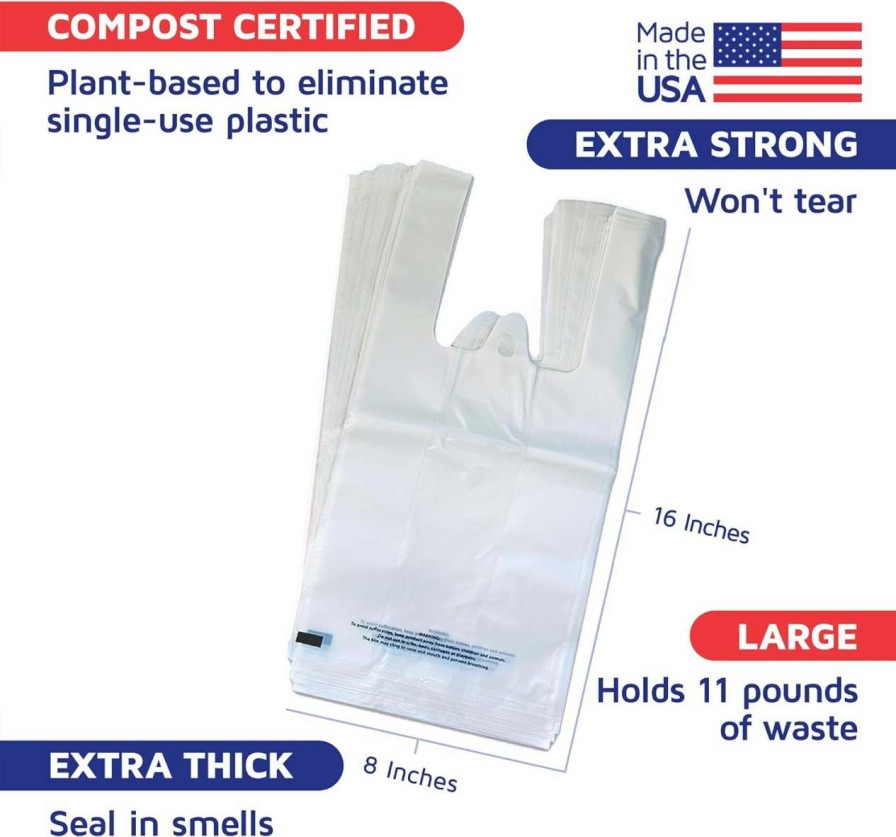 cat litter Americat Company | Cat Litter Bags, Plant-Based By Americat 50 Bags For Scooped Litter, Pee & Poop From Cat Litter Boxes Compost Certified Holds 11 Pounds Of Waste Durable, Unscented, With Handles (16" X 8")