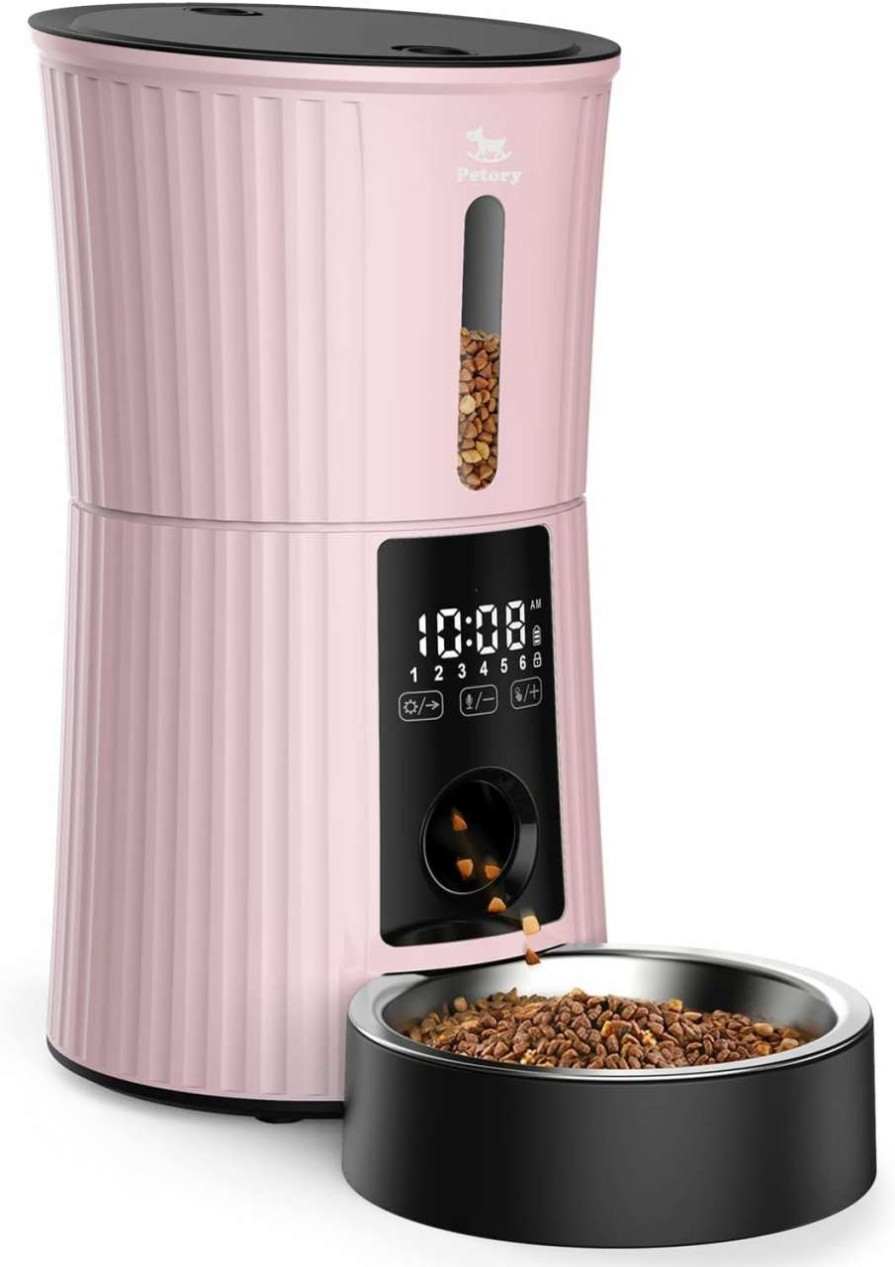 cat food dry Petory | Petory Timed Automatic Cat Feeders - 4L Programable Dry Food Dispenser For Cats And Small Medium Dogs 6 Meals With Desiccant Bag Dual Power Supply 10S Voice Recorder