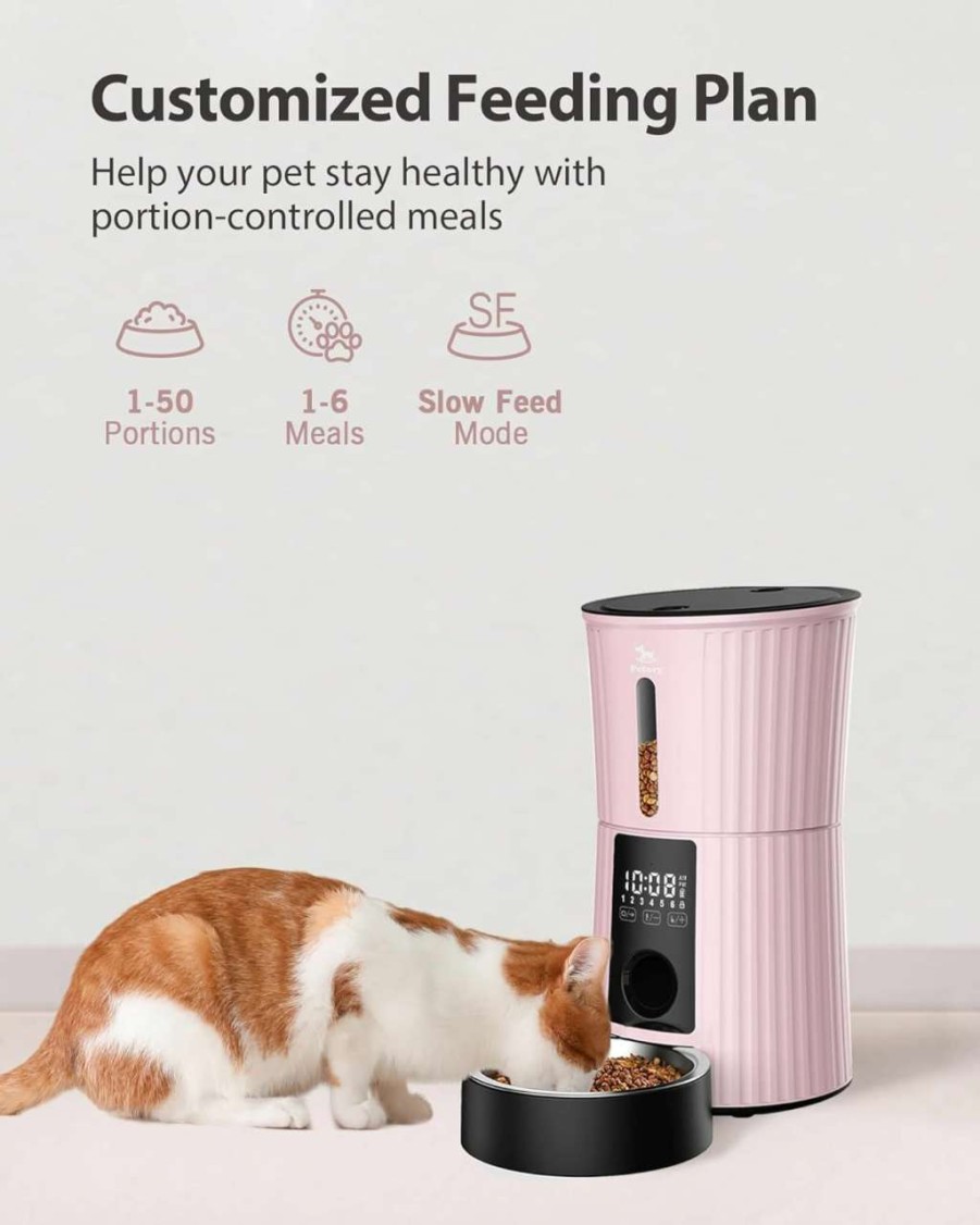 cat food dry Petory | Petory Timed Automatic Cat Feeders - 4L Programable Dry Food Dispenser For Cats And Small Medium Dogs 6 Meals With Desiccant Bag Dual Power Supply 10S Voice Recorder