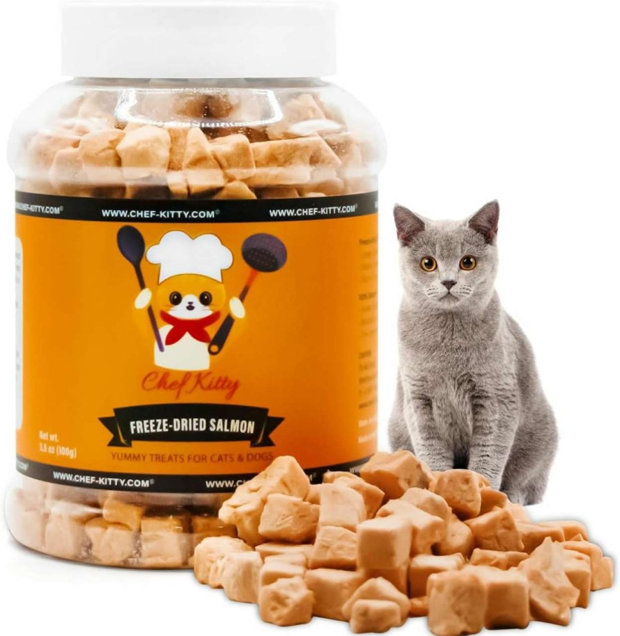 cat food dry Chef Kitty | Chef Kitty Freeze Dried Salmon For Cats - Made From 100% Wild Caught Salmon Our Freeze Dried Cat Treats Use Only 1 Ingredient - We Make Our Freeze Dried Treats For Cats In The Usa - Salmon 3.5Oz