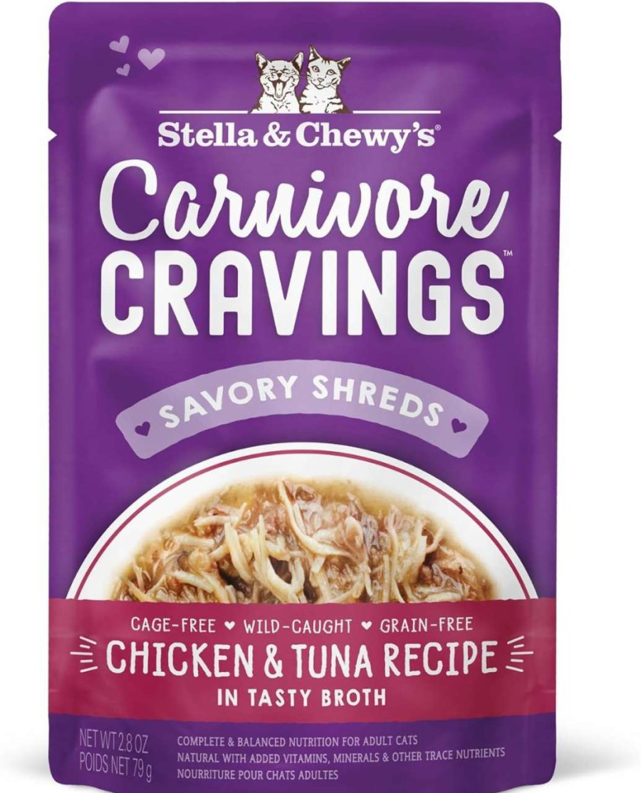 cat food Stella & Chewy's | Stella & Chewy'S Carnivore Cravings Wet Cat Food Pouches Grain Free, Protein Rich Meal, Topper Or Treat Tuna & Pumpkin Recipe (2.8 Ounce Pouches, Case Of 24)