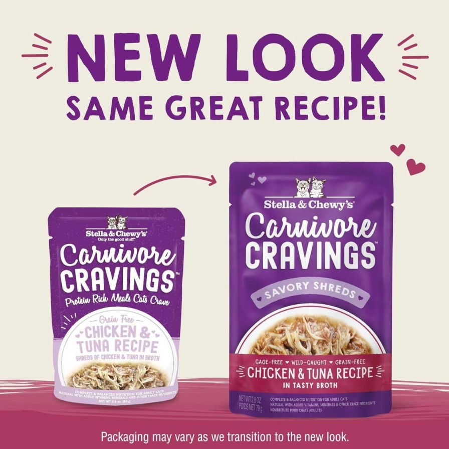 cat food Stella & Chewy's | Stella & Chewy'S Carnivore Cravings Wet Cat Food Pouches Grain Free, Protein Rich Meal, Topper Or Treat Tuna & Pumpkin Recipe (2.8 Ounce Pouches, Case Of 24)