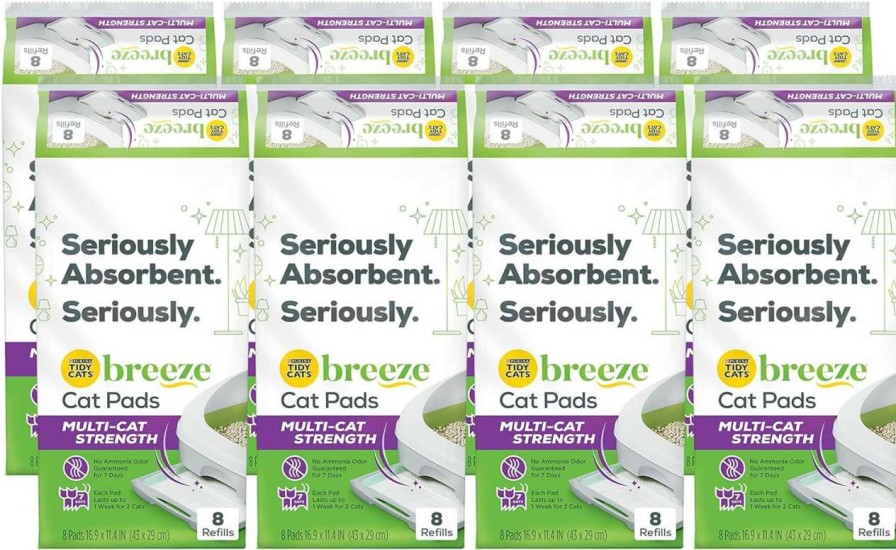 cat litter Tidy Cats | Tidy Cats Purina Cat Litter Accessories, Breeze Pads Refill Pack Multi Cat Litter 8 Count Bag 8 Count (Pack Of 8)