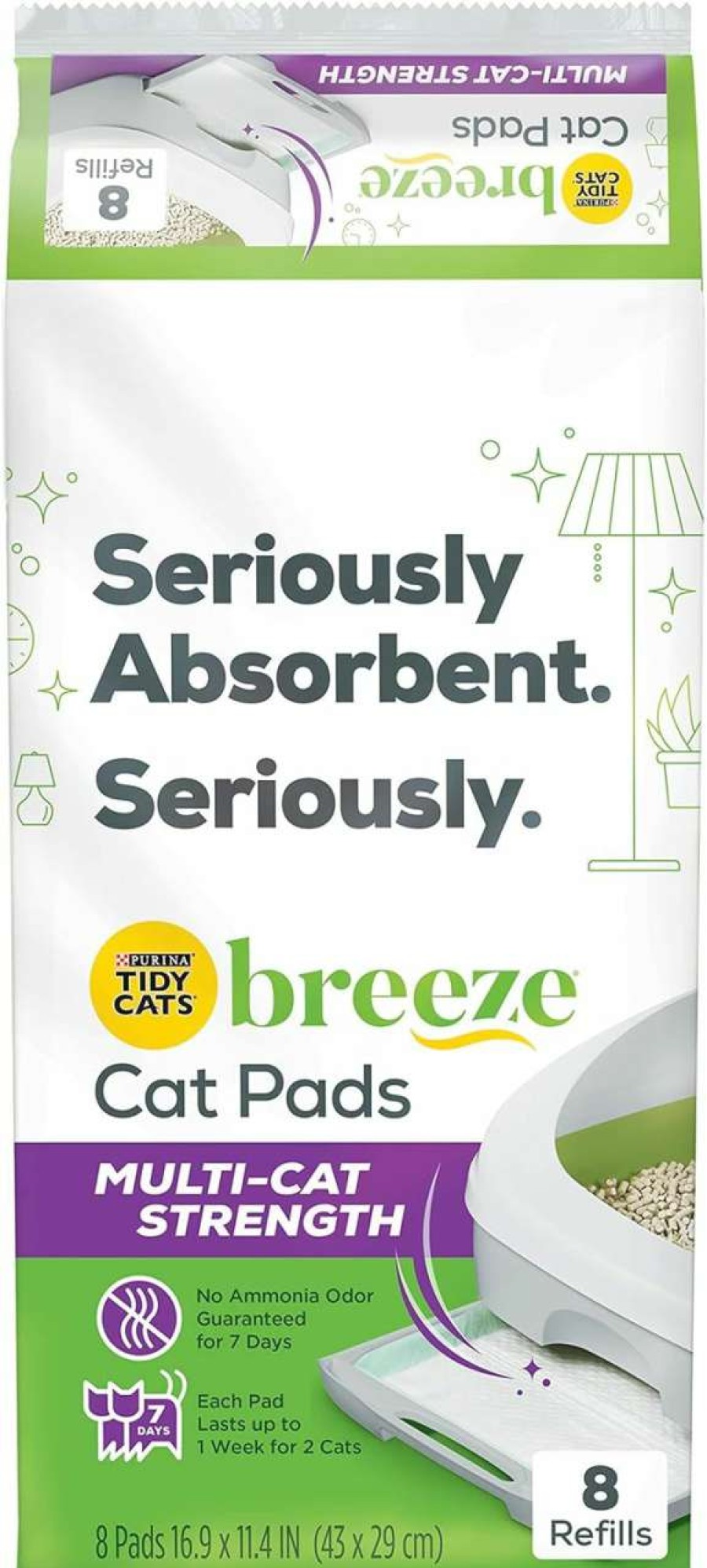 cat litter Tidy Cats | Tidy Cats Purina Cat Litter Accessories, Breeze Pads Refill Pack Multi Cat Litter 8 Count Bag 8 Count (Pack Of 8)