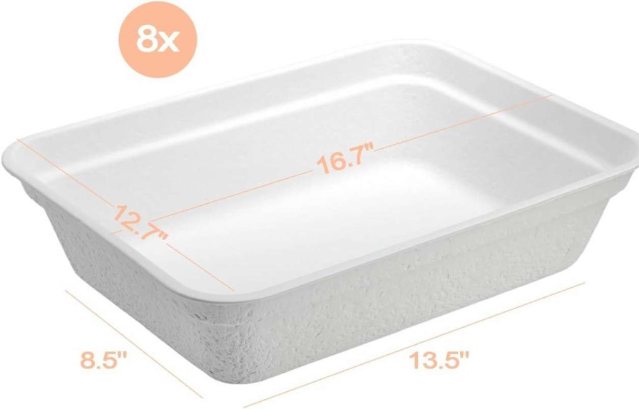 cat litter WUWEOT | Wuweot 8 Pack Disposable Cat Litter Boxes, White Cardboard Litter Liner Tray, 16.7\" X 12.7\" X 4.1\" Portable Pet Litter Pan For Hamster, Guinea Pig, Mice, Bunny, Bunny, Small Animals