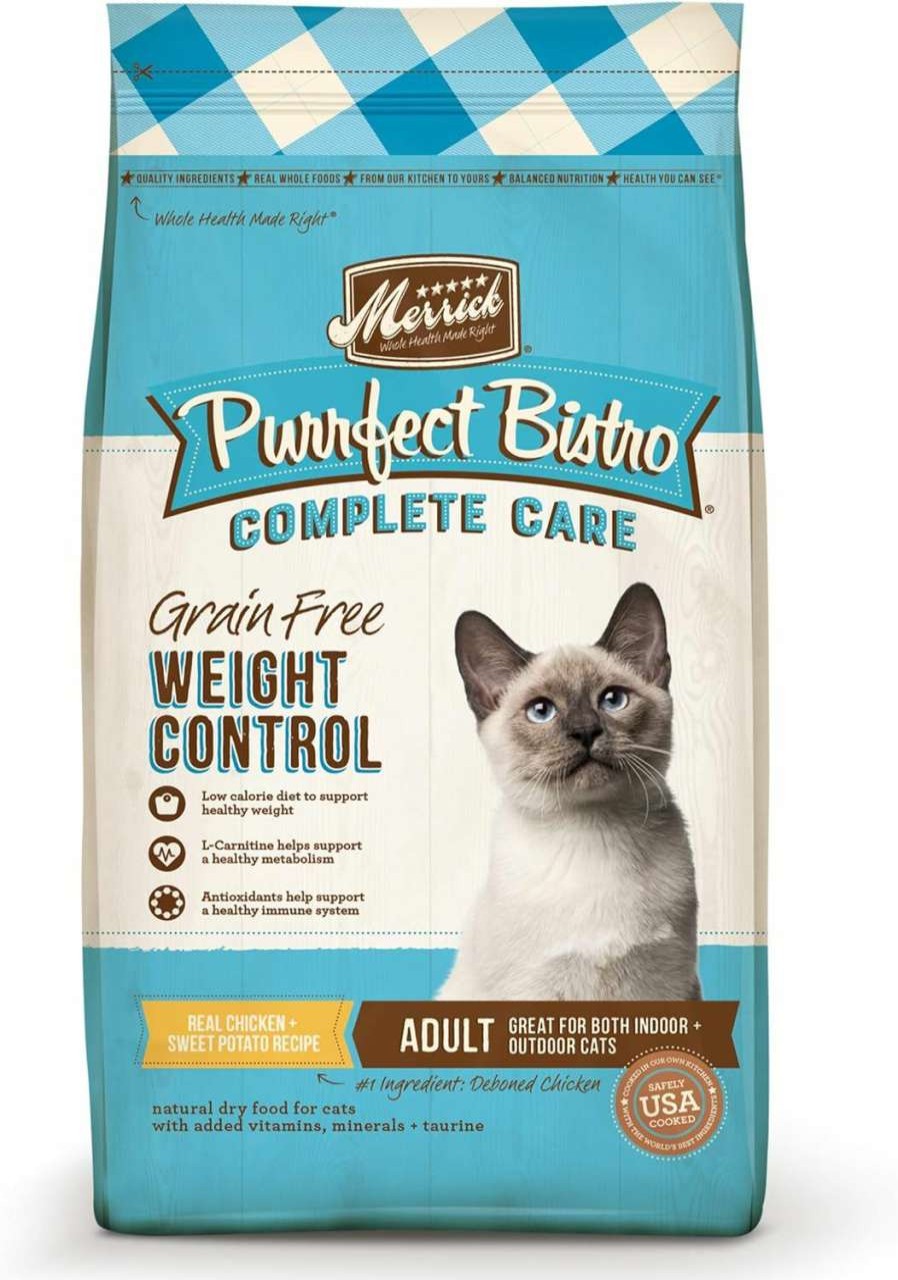 cat food dry Merrick | Merrick Purrfect Bistro Grain Free Cat Food, Complete Care Sensitive Stomach Dry Cat Food Recipe - 12 Lb. Bag