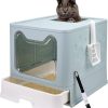 cat litter fophop | Foldable Cat Litter Box With Lid, Enclosed Cat Potty, Top Entry Anti-Splashing Cat Toilet, Easy To Clean Including Cat Litter Scoop And 2-1 Cleaning Brush (Black) Extra Large