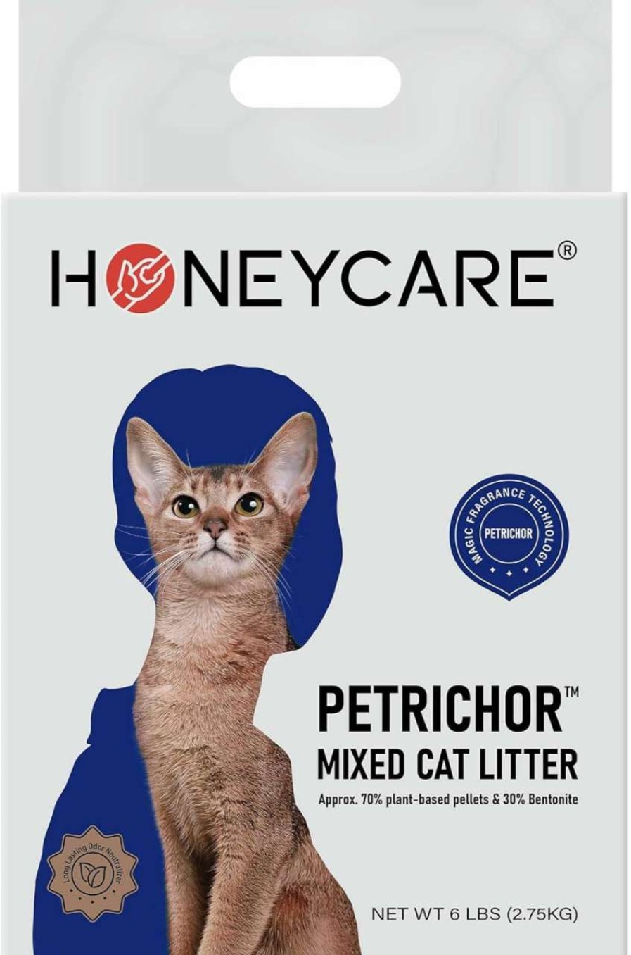 cat litter HONEY CARE | Honey Care Petrichor Mix Cat Litter I Tofu Cat Litter I Nature Plant-Based Pellets And Bentonite Sustainable Cat Litter I Low-Dust Qucik Clumping Superior Odor Control, 24-Lbs Value Pack (6 Lbs X 4)