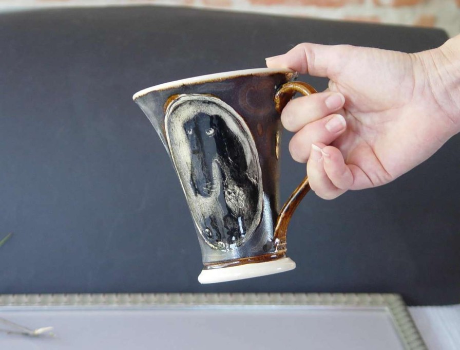 cat food DankoHandmade | Unique Handpainted Stoneware Ceramic Mug, Dog And Cat Coffee Cup, Illustration Pottery, Best Friends Mug, Durable Kitchen Pottery