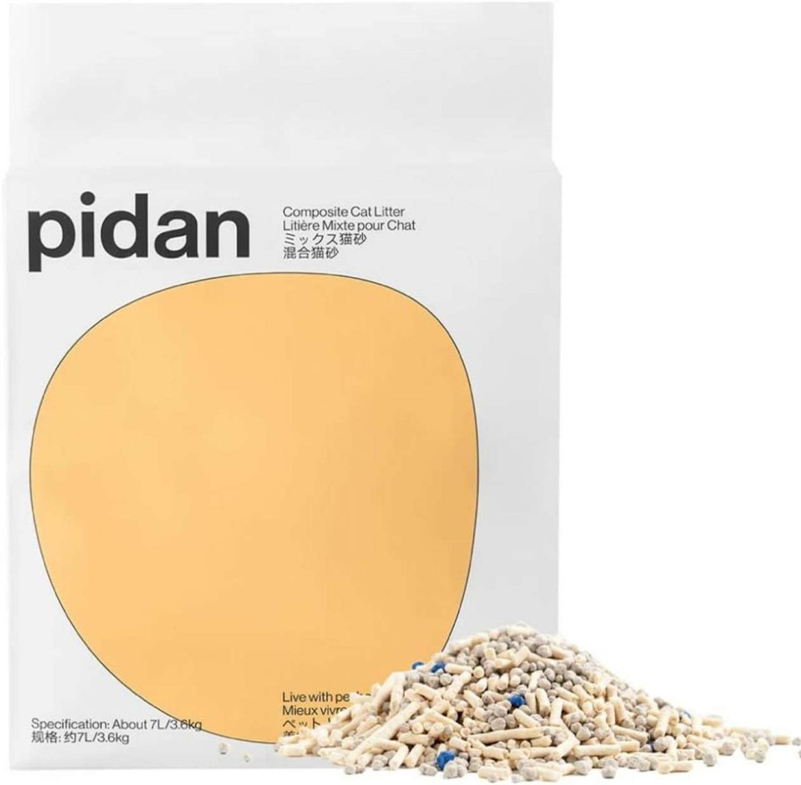 cat litter pidan | Pidan Mix Cat Litter,Clumping Tofu Cat Litter With Bentonite,Dust Free Scent Free,Selected Quality Pea Dregs,5-Fold Water Absorption(7.9Lb 1Bag)