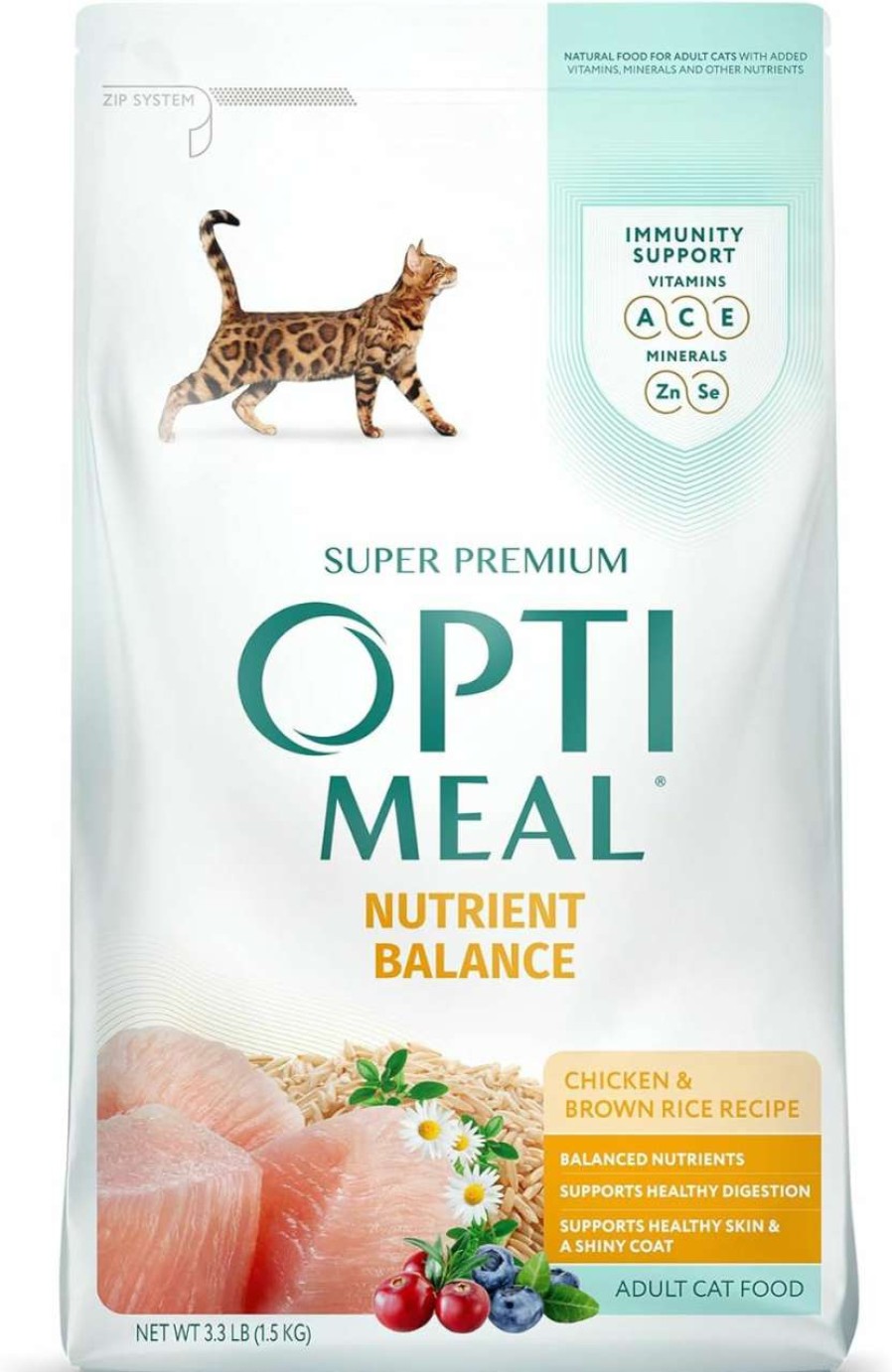 cat food OPtimeal | Optimeal Natural Dry Cat Food For Adult Cats - Proudly Ukrainian - Tasty And Nutritional Cat Food Dry Recipe With Immunity Support For Healthy Felines (3.3 Lbs, Chicken & Brown Rice)