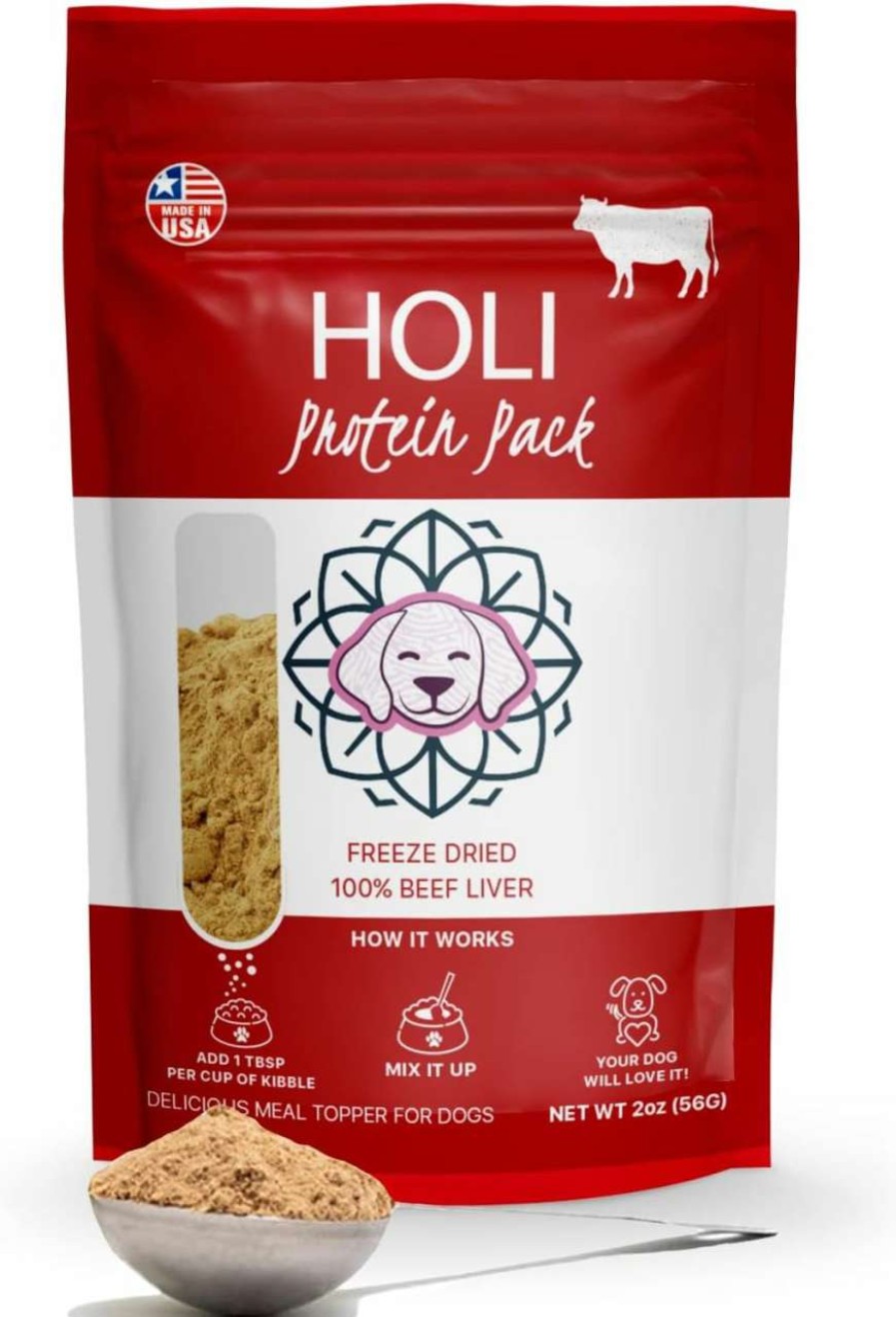 cat food wet HOLI | Holi Beef Liver Dog Food Topper - Single Ingredient, Human-Grade - Freeze Dried Protein And Flavor Enhancer For Picky Dogs Grain Free 100% All Natural - 2Oz